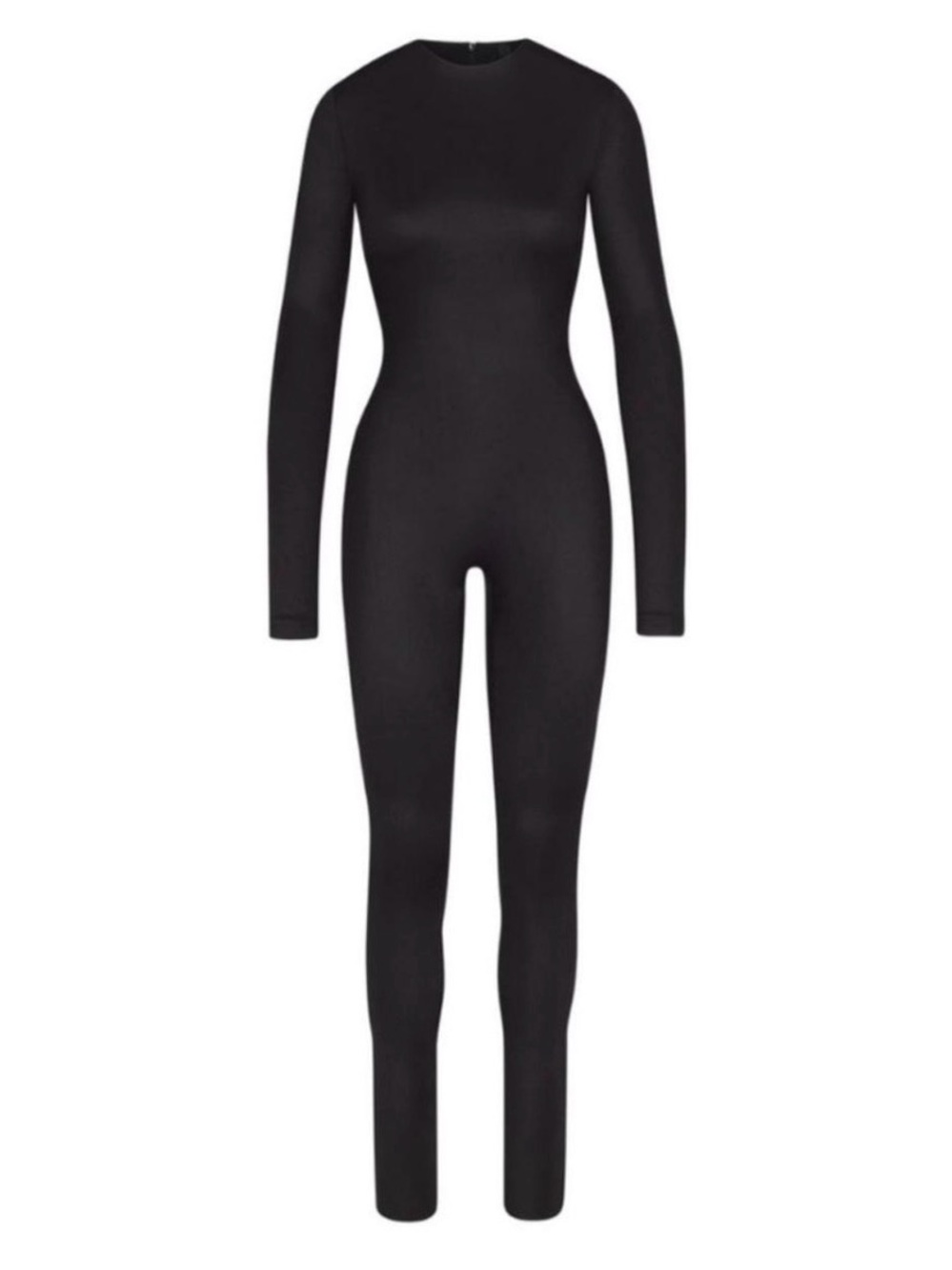 SKIMS Black Long-Sleeve Shine Crew neck Jumpsuit